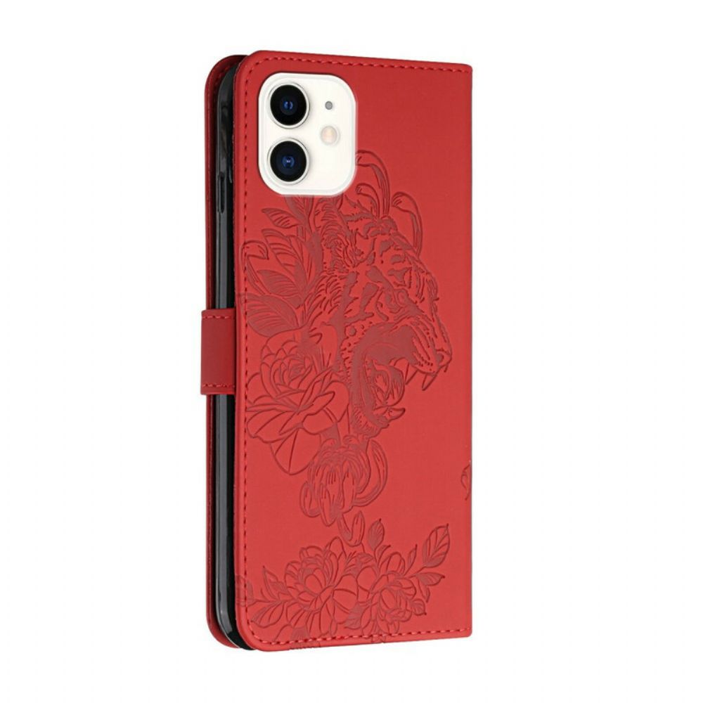 Flip Case Für iPhone 12 / 12 Pro Mit Kordel Barocker Riemchen-tiger