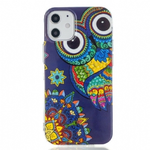 Handyhülle Für iPhone 12 / 12 Pro Fluoreszierende Mandala-eule