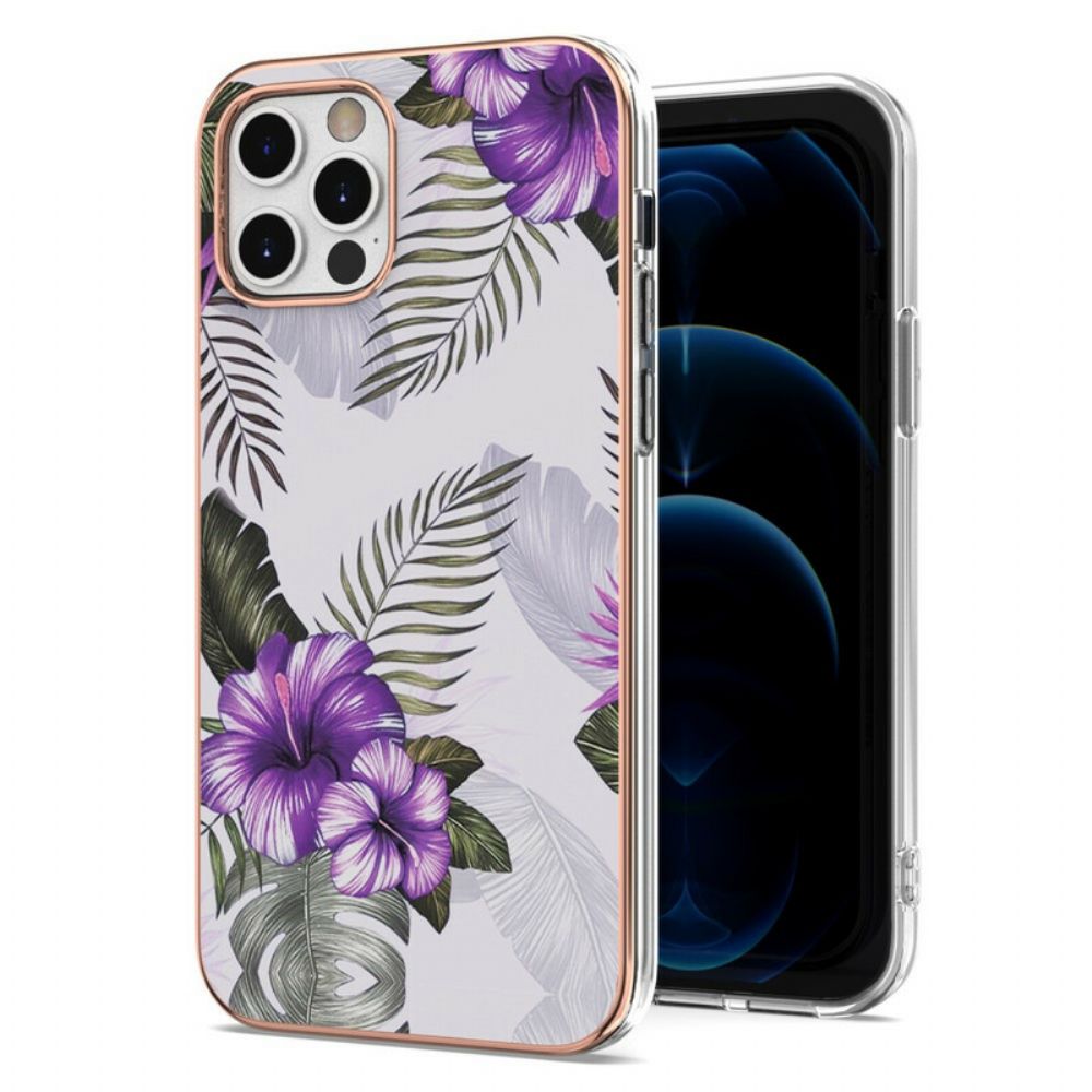 Handyhülle Für iPhone 12 / 12 Pro Lila Blumen