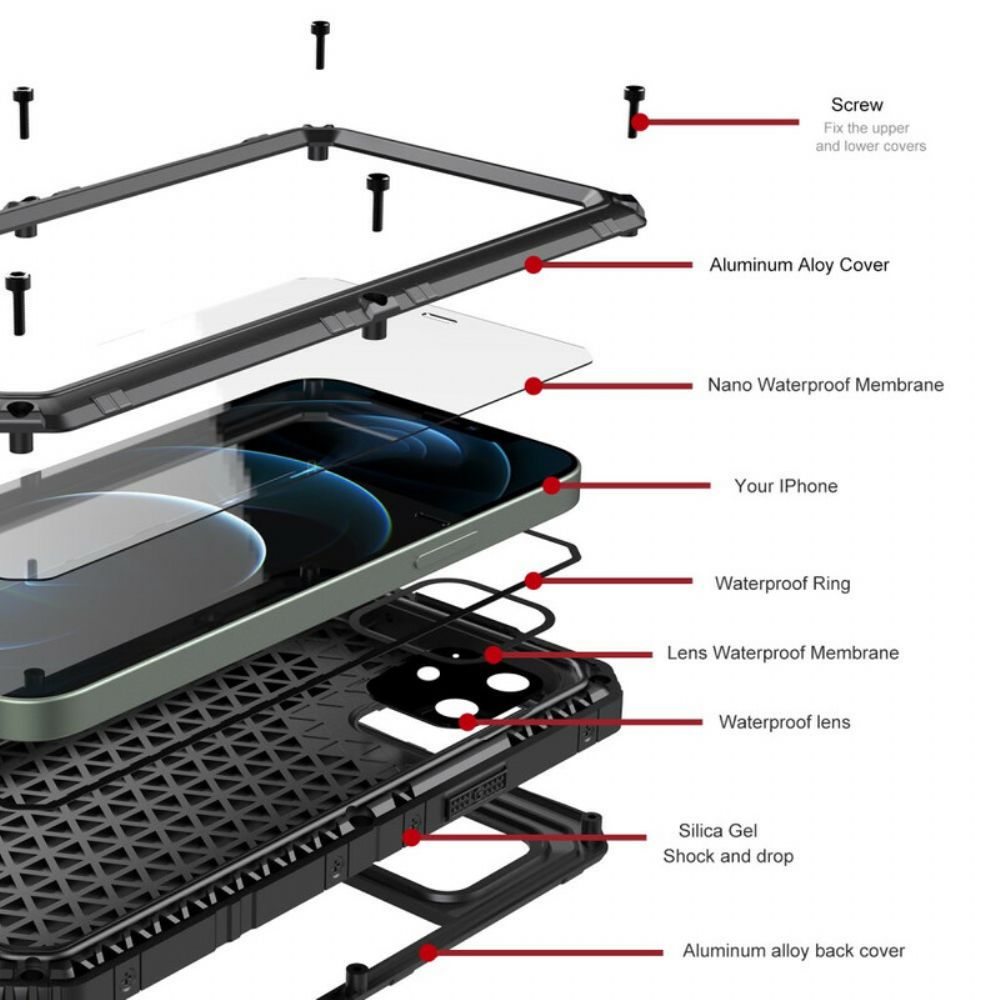 Handyhülle Für iPhone 12 / 12 Pro Wasserdichtes Superbeständiges Metall