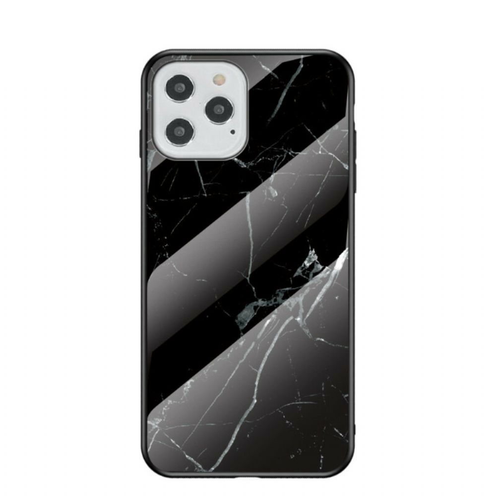 Hülle Für iPhone 12 / 12 Pro Marmorfarben Gehärtetes Glas