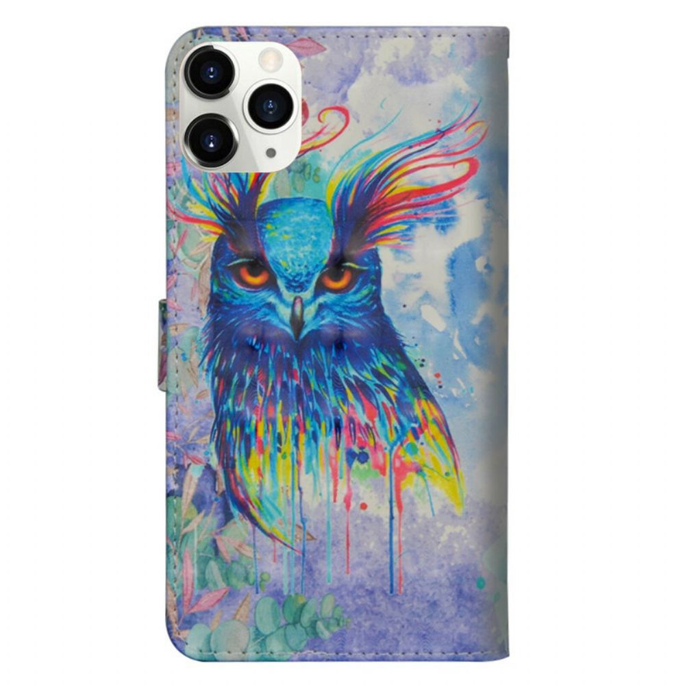 Lederhüllen Für iPhone 12 / 12 Pro Lichtfleck Aquarell Vogel