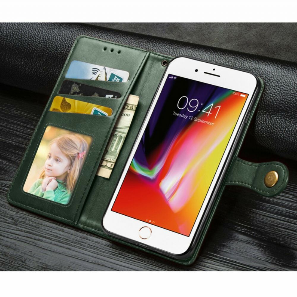 Flip Case Für iPhone SE 3 / SE 2 / 8 / 7 Kunstleder Und Vintage-verschluss