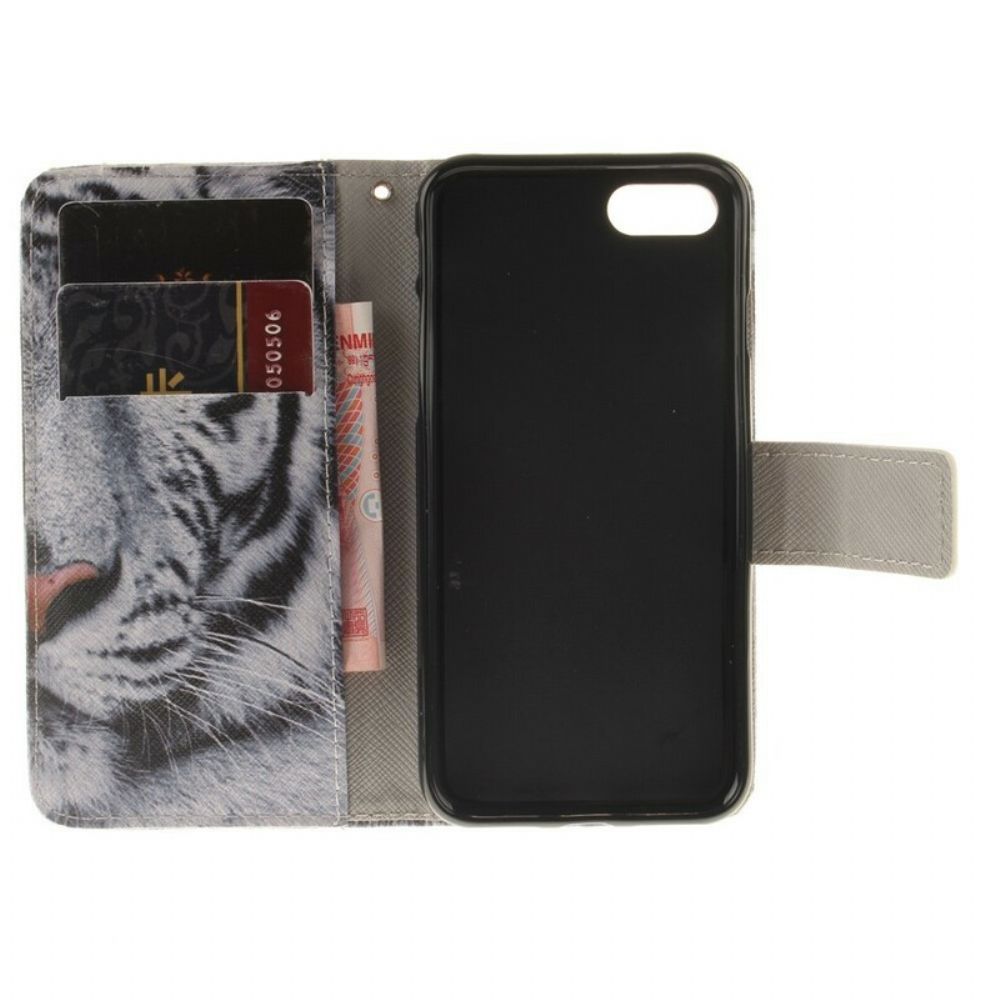 Flip Case Für iPhone SE 3 / SE 2 / 8 / 7 Weißer Tiger