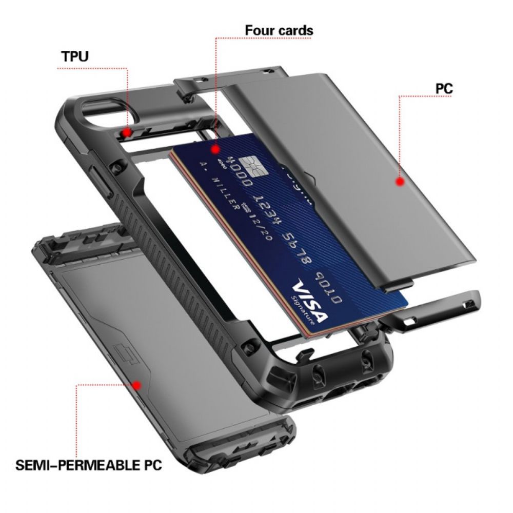 Handyhülle Für iPhone SE 3 / SE 2 / 8 / 7 Fach 4 Kartenhalter