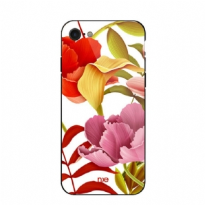 Hülle Für iPhone SE 3 / SE 2 / 8 / 7 Glas- Und Silikonblumen Nxe