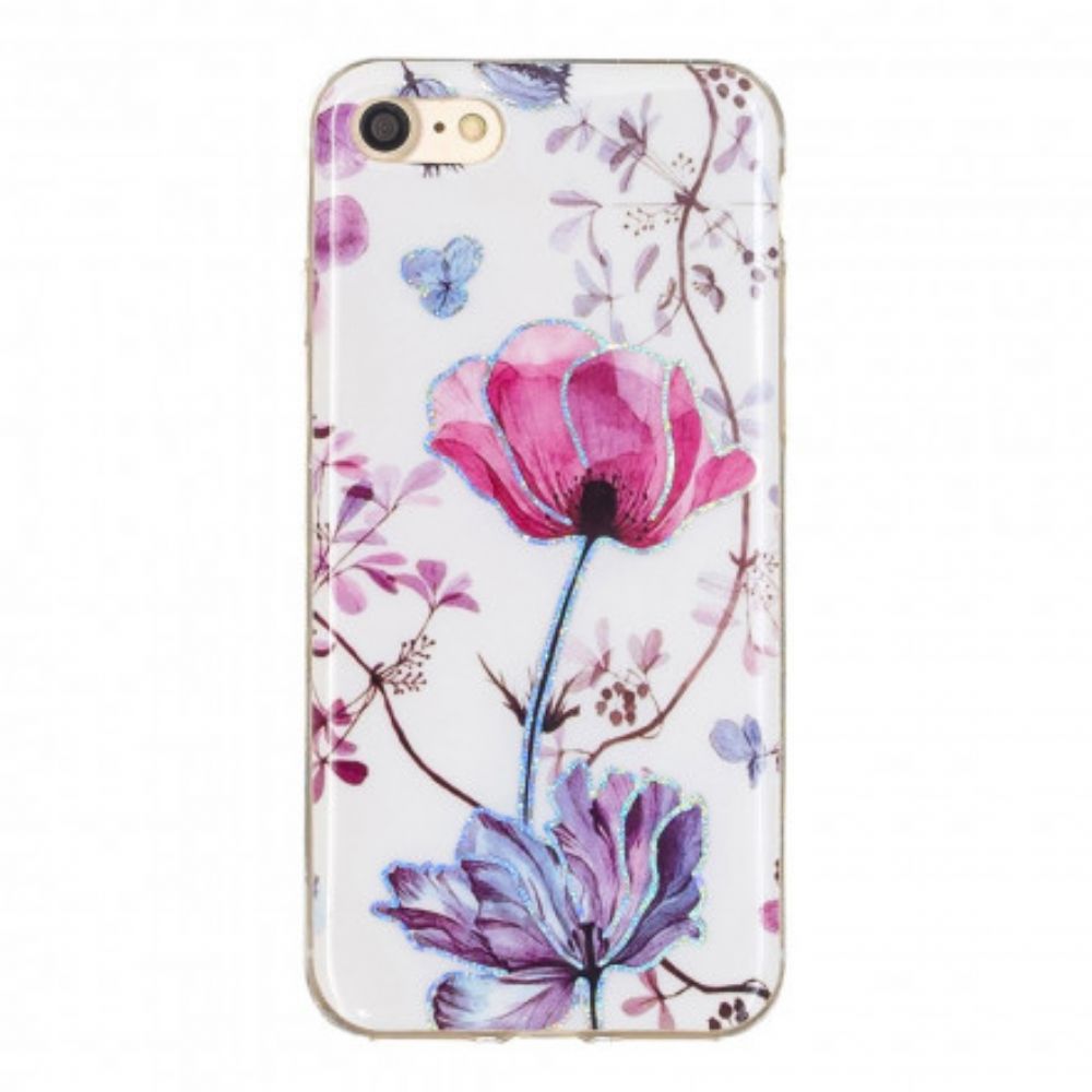 Hülle Für iPhone SE 3 / SE 2 / 8 / 7 Pailletten Im Blumendesign