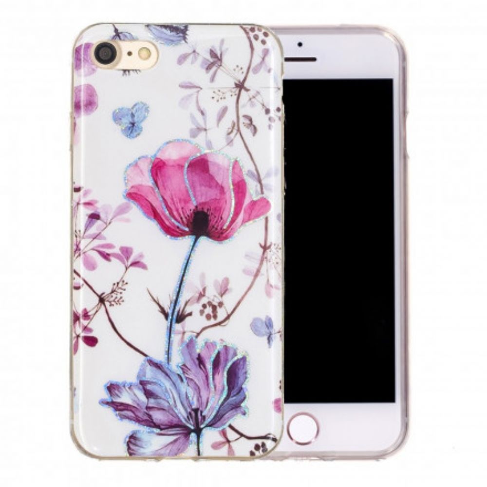 Hülle Für iPhone SE 3 / SE 2 / 8 / 7 Pailletten Im Blumendesign