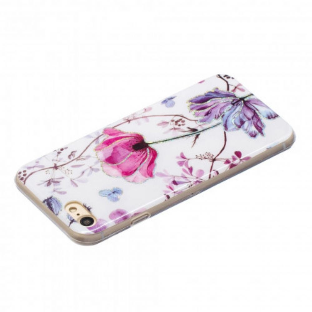 Hülle Für iPhone SE 3 / SE 2 / 8 / 7 Pailletten Im Blumendesign