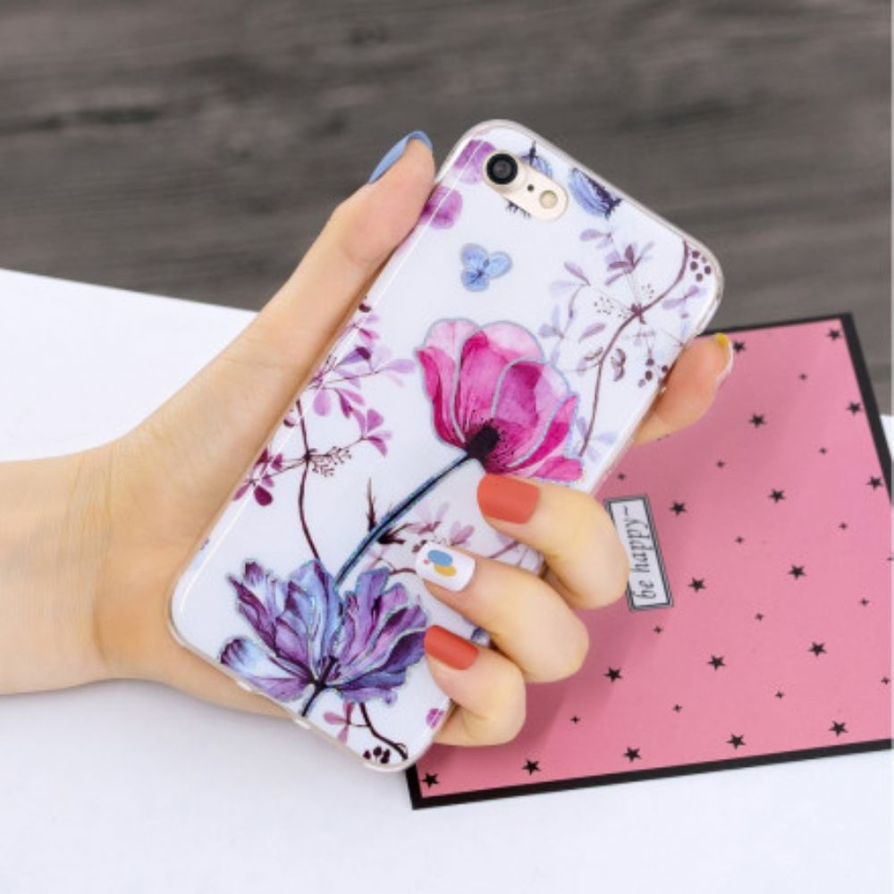 Hülle Für iPhone SE 3 / SE 2 / 8 / 7 Pailletten Im Blumendesign