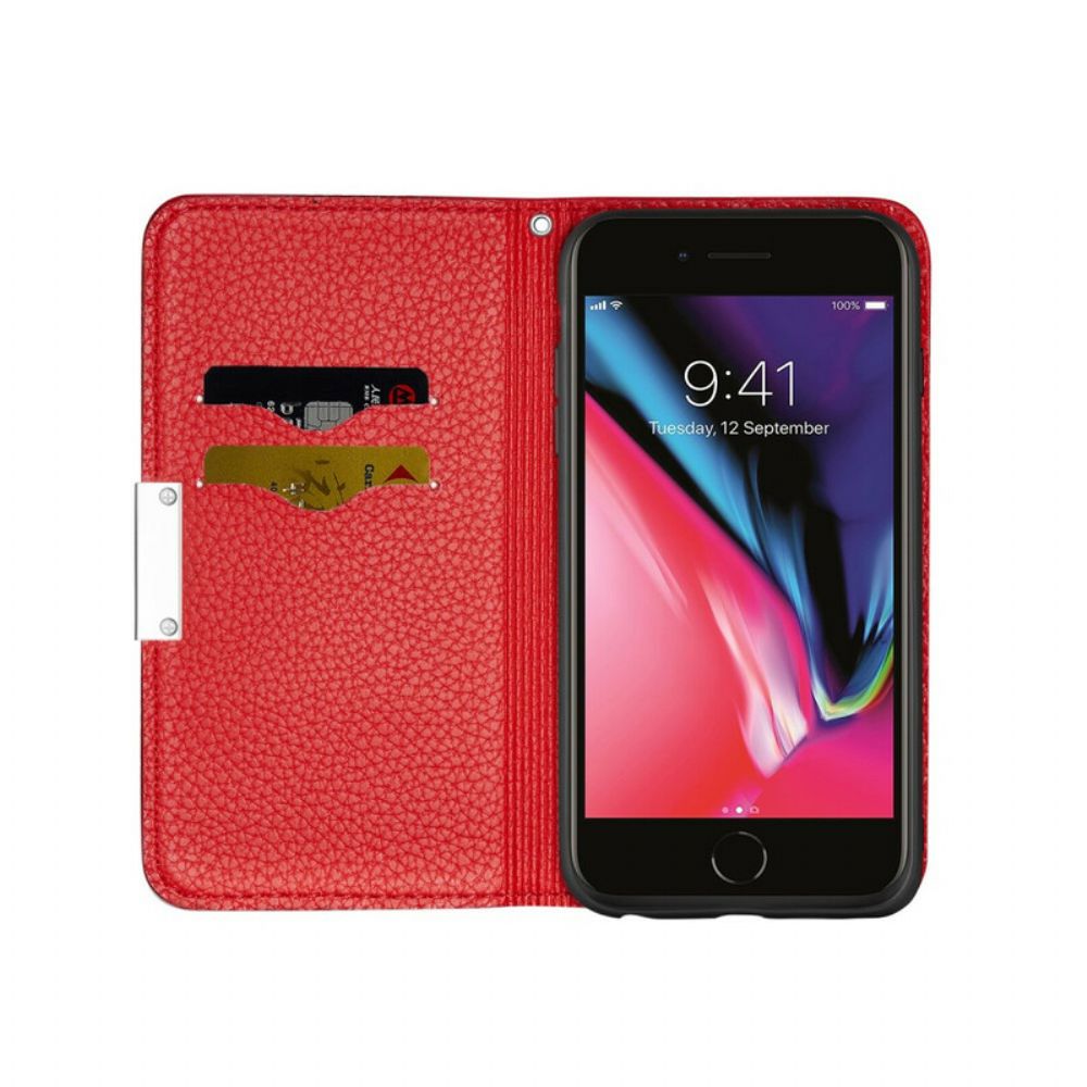 Schutzhülle Für iPhone SE 3 / SE 2 / 8 / 7 Flip Case Ultraschickes Litschi-kunstleder