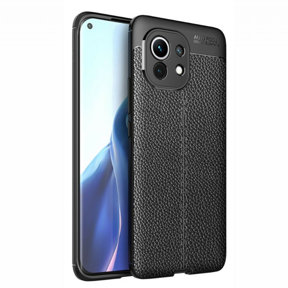 Handyhülle Für Xiaomi Mi 11 5G Doppellinie Litschi-leder-effekt