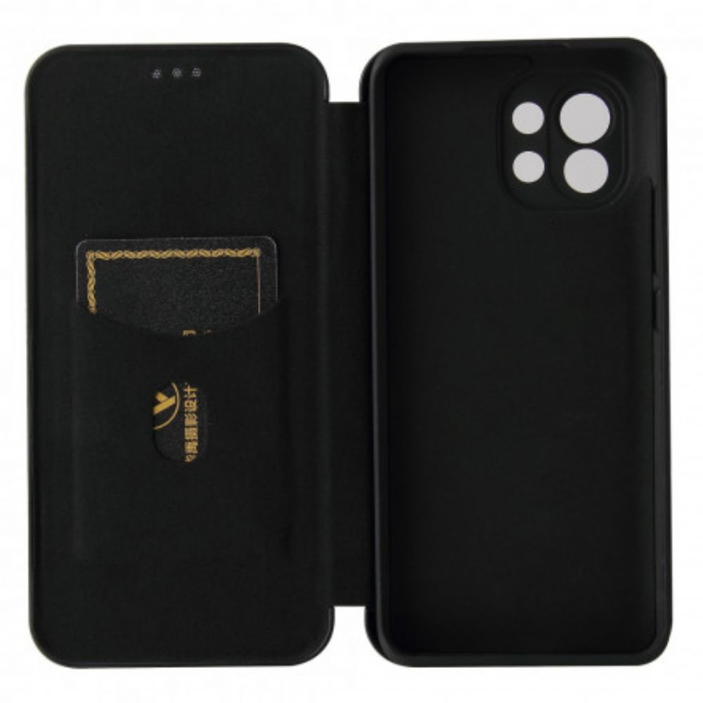 Schutzhülle Für Xiaomi Mi 11 5G Flip Case Kohlefaser Mit Stützring