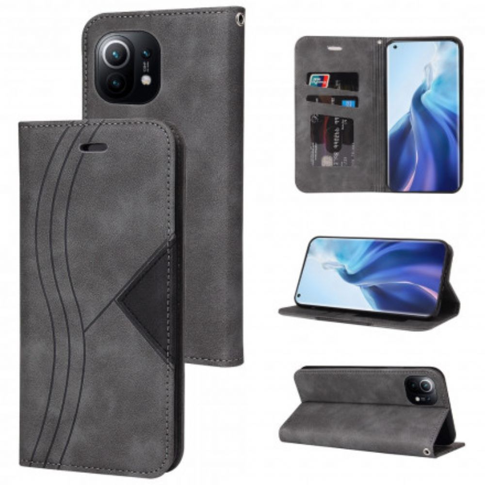 Schutzhülle Für Xiaomi Mi 11 5G Flip Case Wellenleder-stil