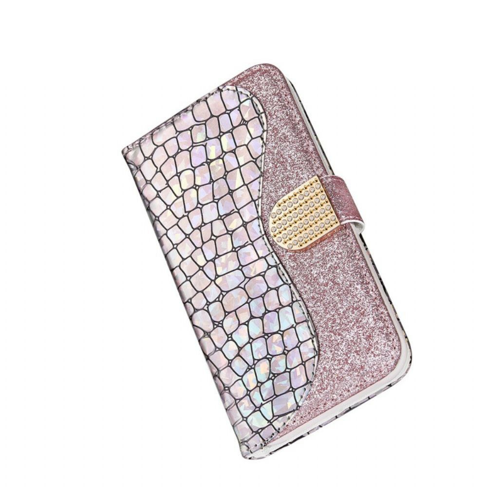 Flip Case Für iPhone XR Croc-diamanten