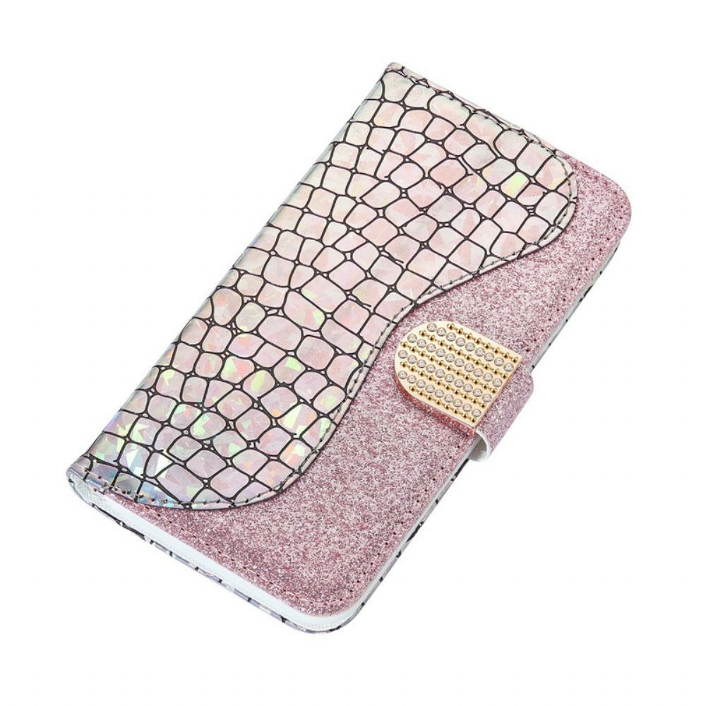 Flip Case Für iPhone XR Croc-diamanten