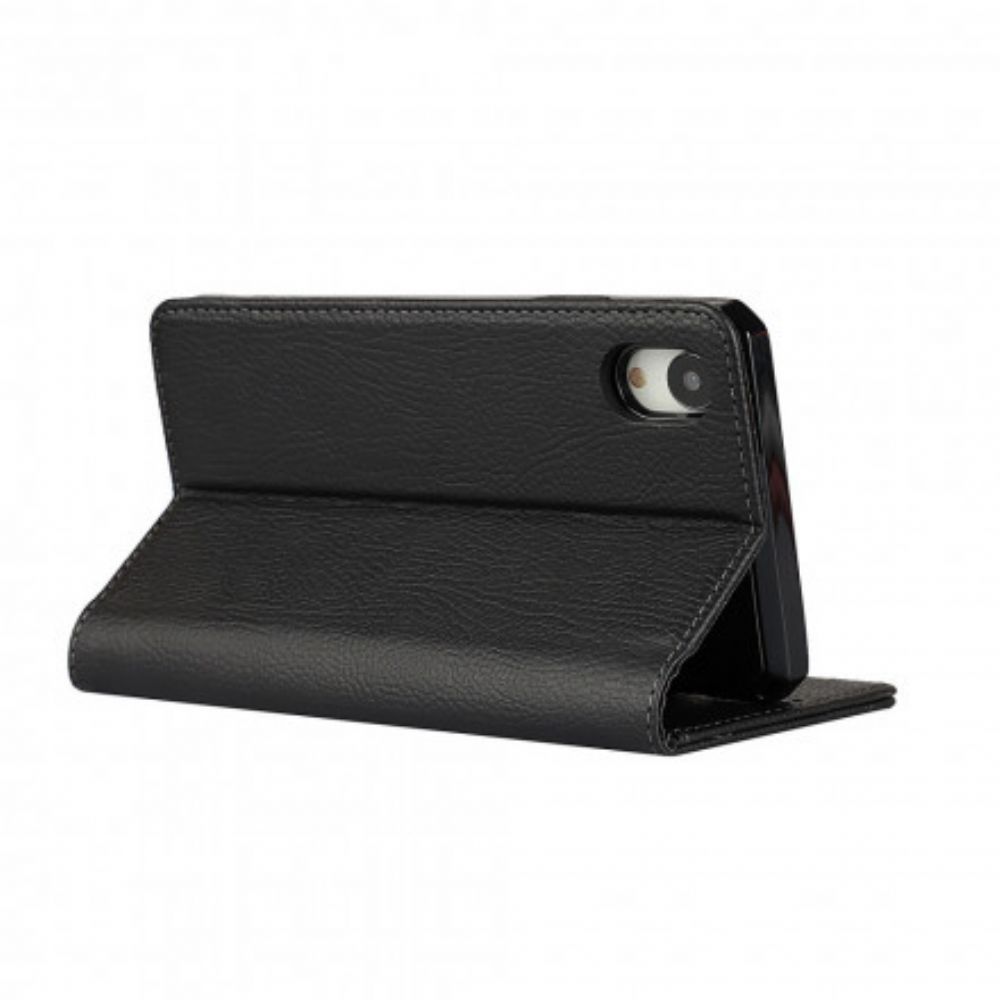 Handyhülle Für iPhone XR Flip Case Echtes Abnehmbares Litschi-leder