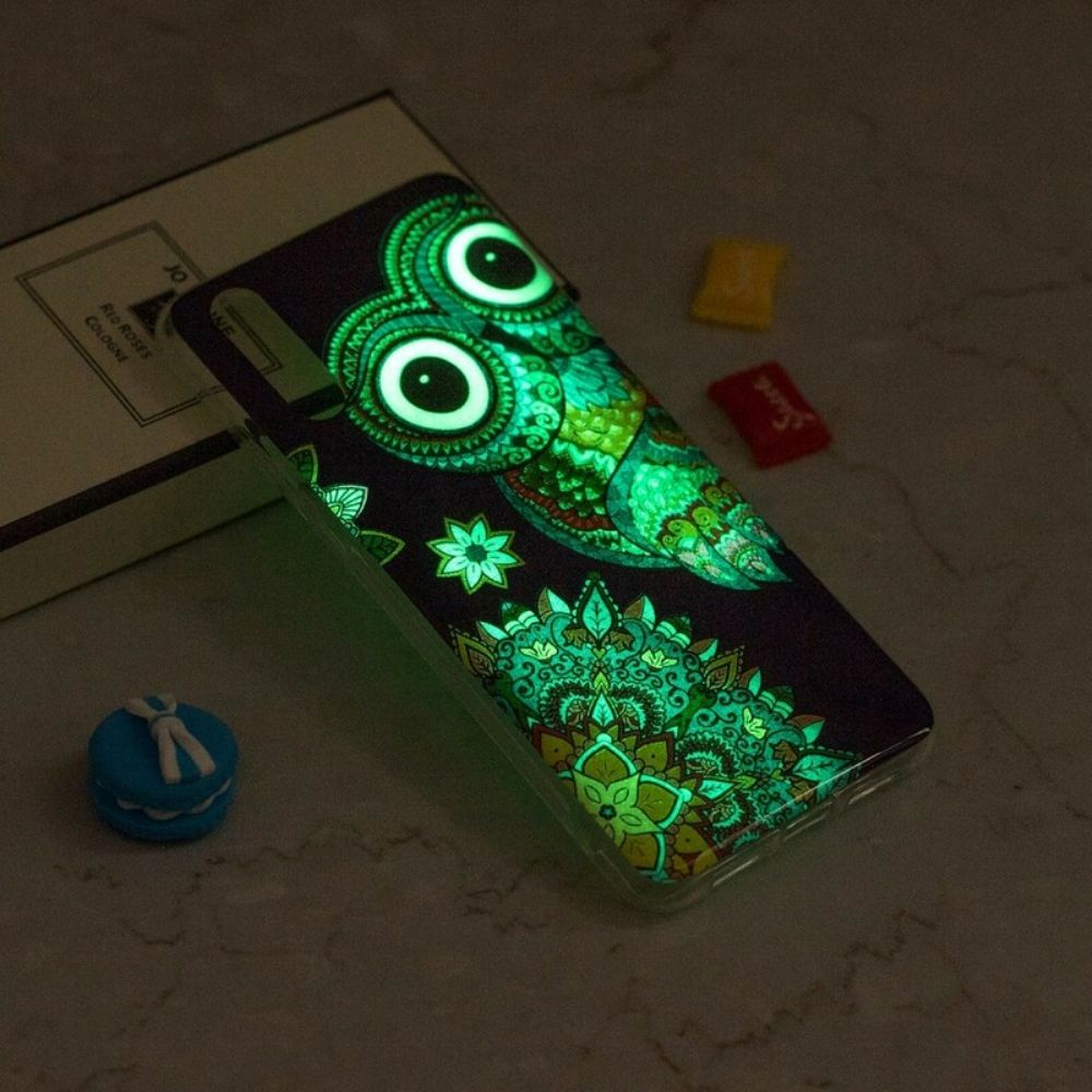 Handyhülle Für iPhone XR Fluoreszierendes Eulen-mandala