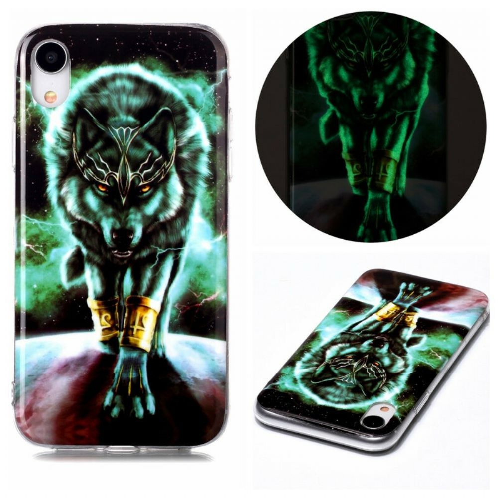 Hülle Für iPhone XR Fluoreszierende Wolf-serie