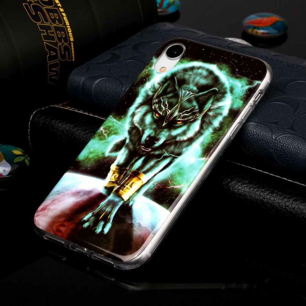 Hülle Für iPhone XR Fluoreszierende Wolf-serie