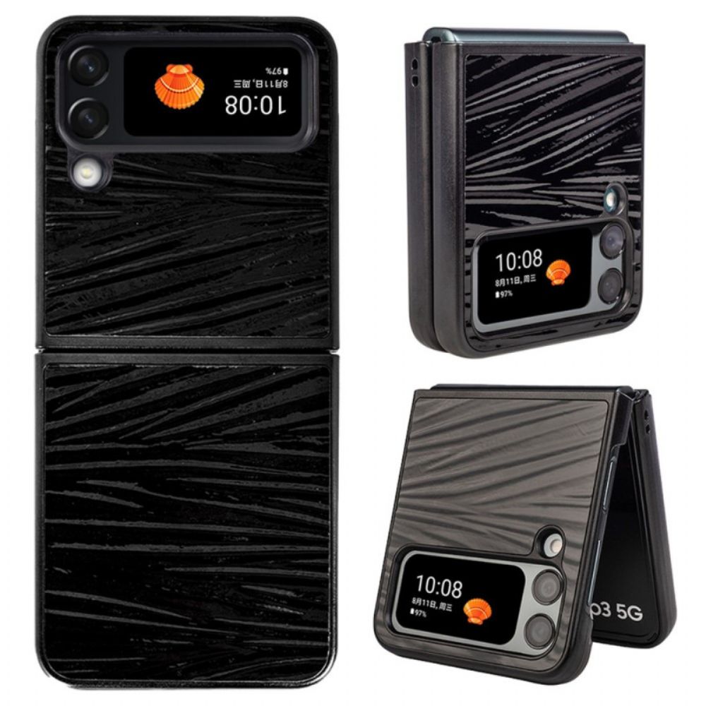 Handyhülle Für Samsung Galaxy Z Flip 4 Flip Case Echtes Leder Mit Gewellter Struktur