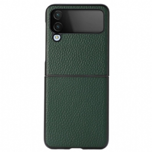 Hülle Für Samsung Galaxy Z Flip 4 Flip Case Echtes Litschi-leder