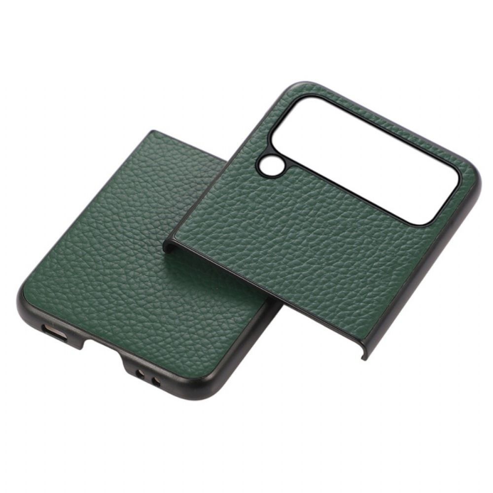 Hülle Für Samsung Galaxy Z Flip 4 Flip Case Echtes Litschi-leder