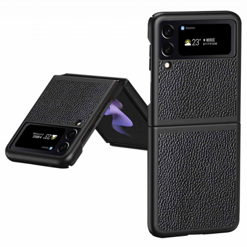 Hülle Für Samsung Galaxy Z Flip 4 Flip Case Echtes Litschifarbenes Leder