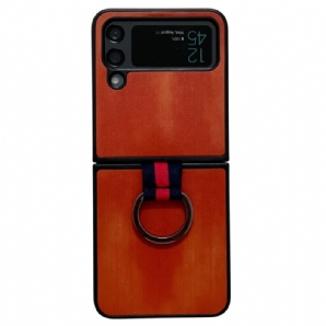 Hülle Für Samsung Galaxy Z Flip 4 Flip Case Feuerledereffekt Mit Ring