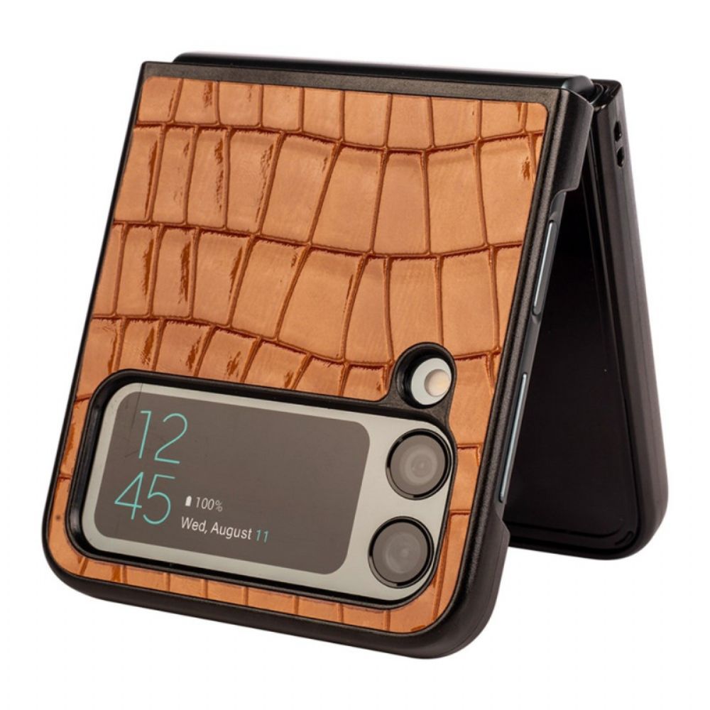 Hülle Für Samsung Galaxy Z Flip 4 Flip Case Gemalte Krokodilleder-optik