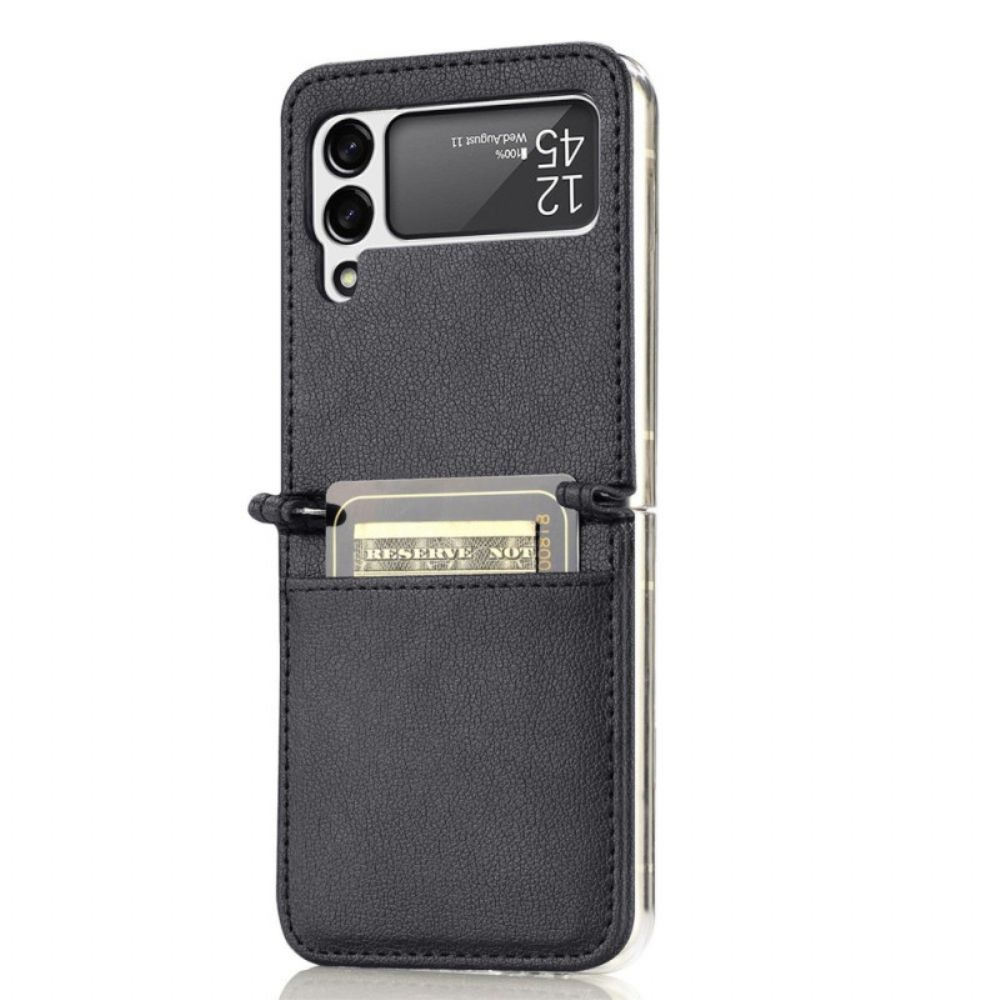 Hülle Für Samsung Galaxy Z Flip 4 Flip Case Kartenetui Im Litschi-leder-stil