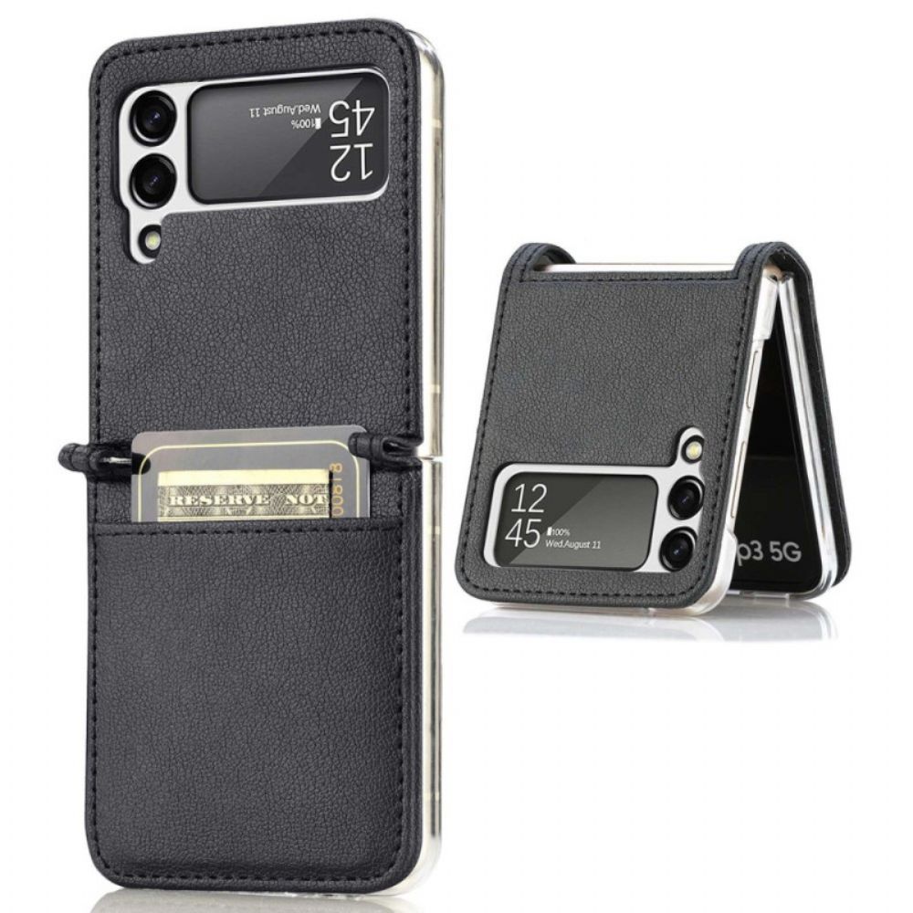 Hülle Für Samsung Galaxy Z Flip 4 Flip Case Kartenetui Im Litschi-leder-stil