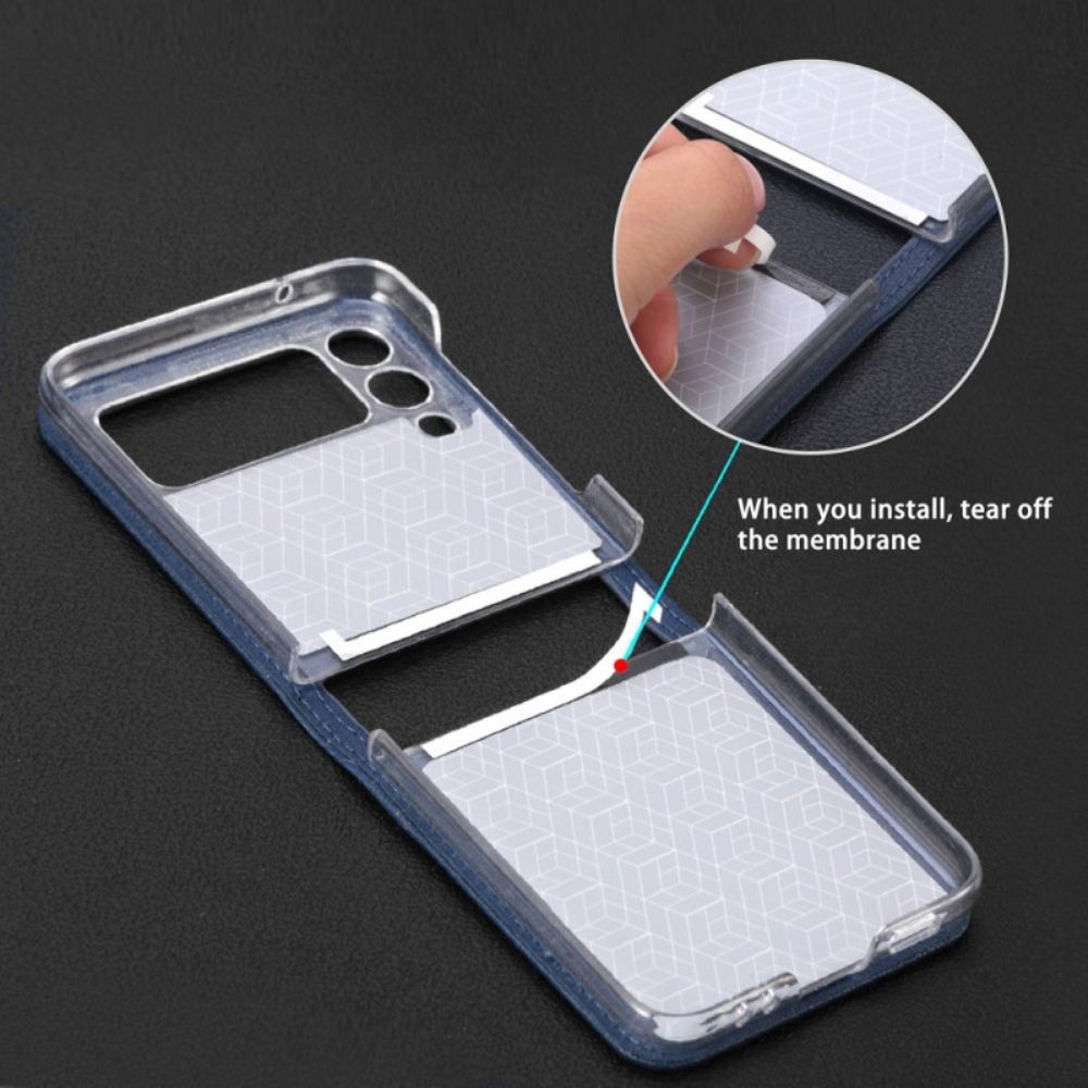 Hülle Für Samsung Galaxy Z Flip 4 Flip Case Kartenetui Im Litschi-leder-stil