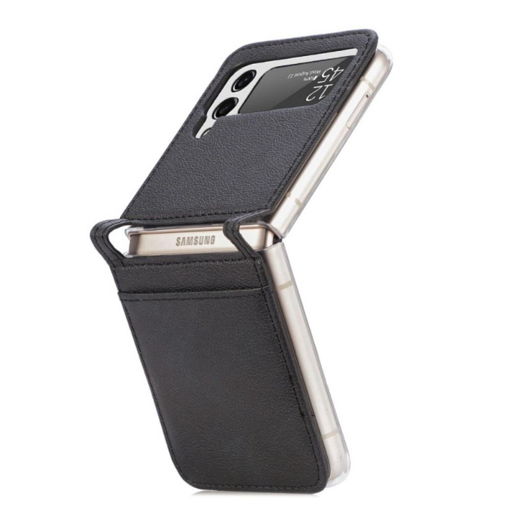 Hülle Für Samsung Galaxy Z Flip 4 Flip Case Kartenetui Im Litschi-leder-stil