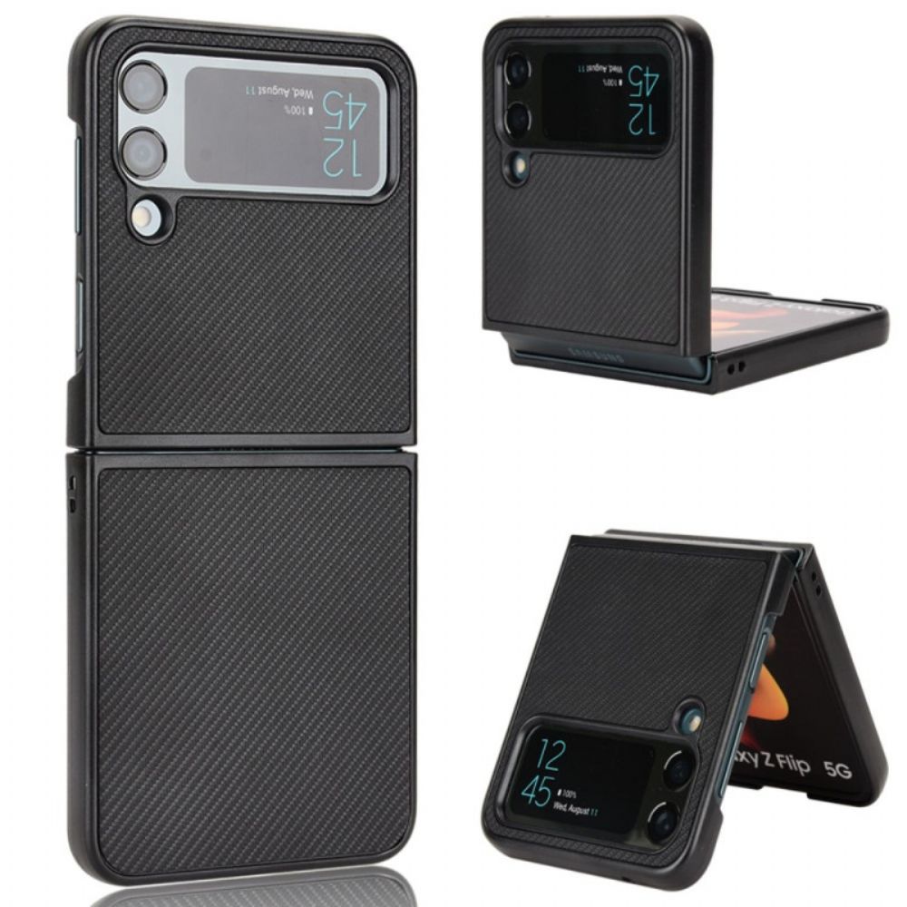 Hülle Für Samsung Galaxy Z Flip 4 Flip Case Kohlefaserstruktur Ledereffekt