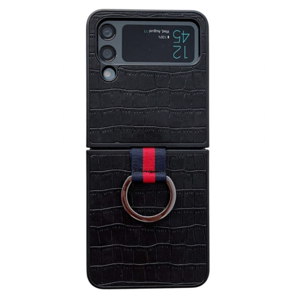 Hülle Für Samsung Galaxy Z Flip 4 Flip Case Krokodil- Und Ringdesign