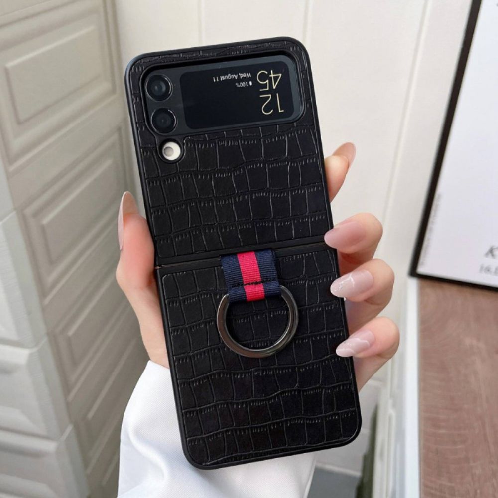 Hülle Für Samsung Galaxy Z Flip 4 Flip Case Krokodil- Und Ringdesign