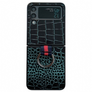 Hülle Für Samsung Galaxy Z Flip 4 Flip Case Krokodil- Und Ringstil