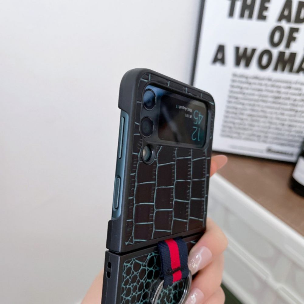 Hülle Für Samsung Galaxy Z Flip 4 Flip Case Krokodil- Und Ringstil