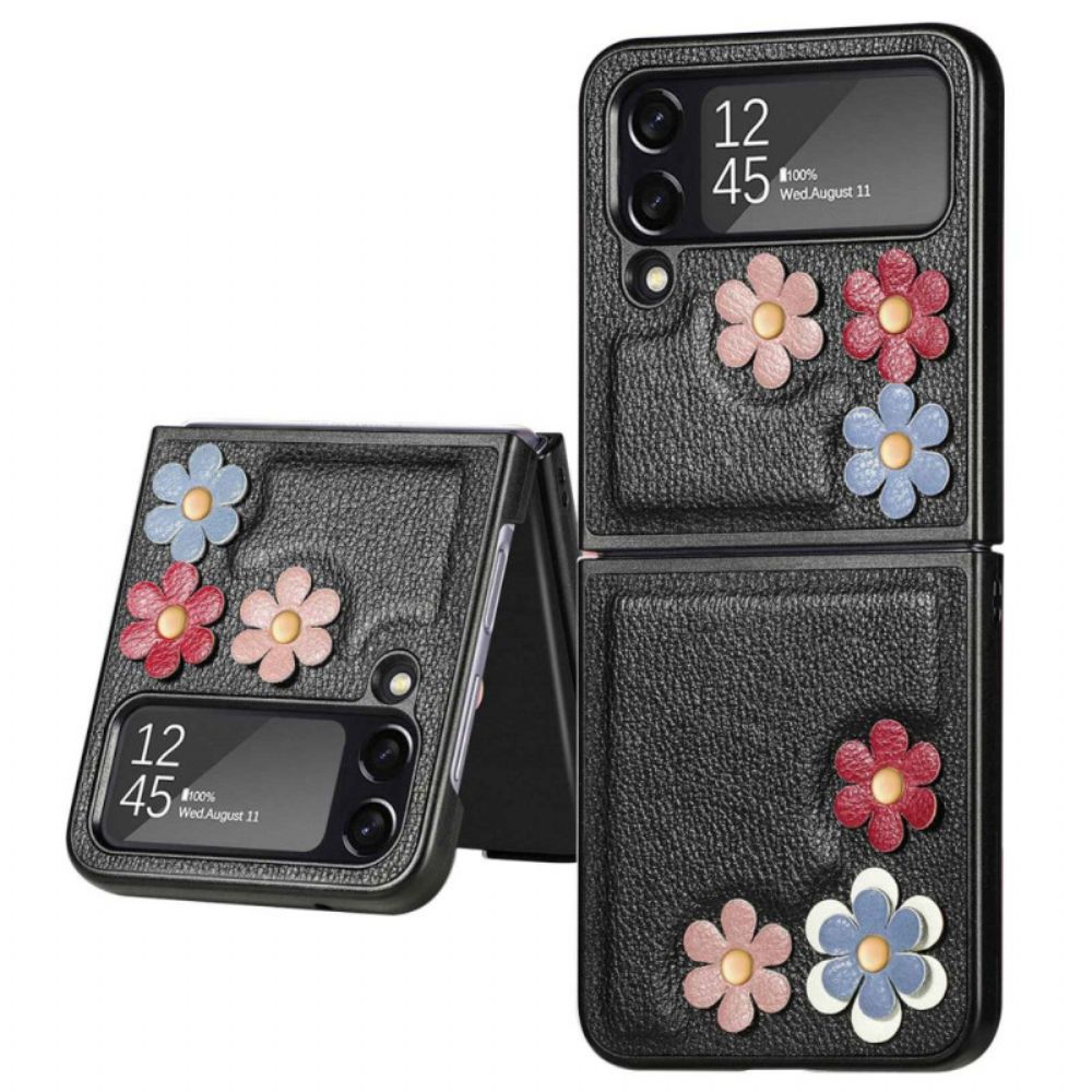 Hülle Für Samsung Galaxy Z Flip 4 Flip Case Kunstleder Blumen