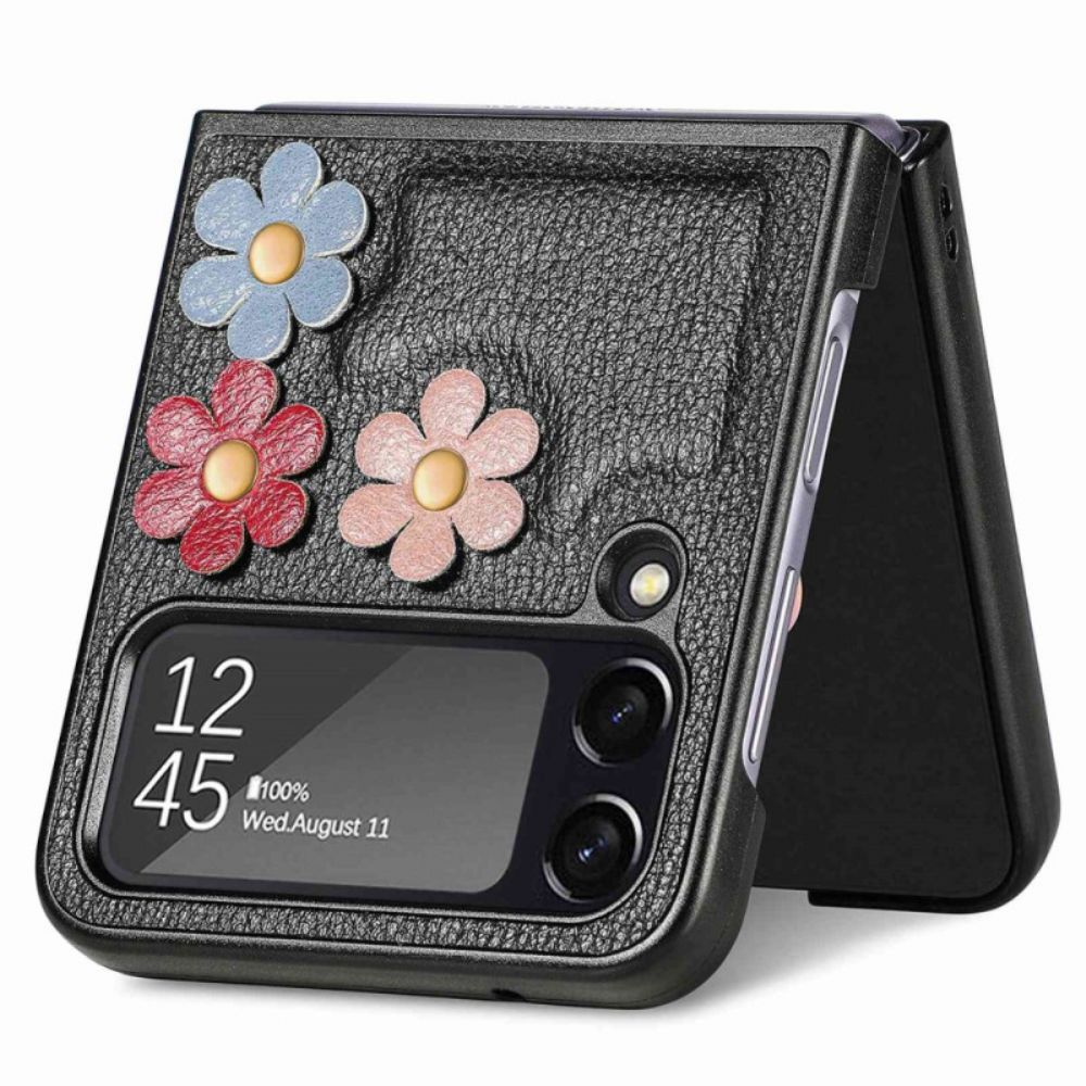 Hülle Für Samsung Galaxy Z Flip 4 Flip Case Kunstleder Blumen