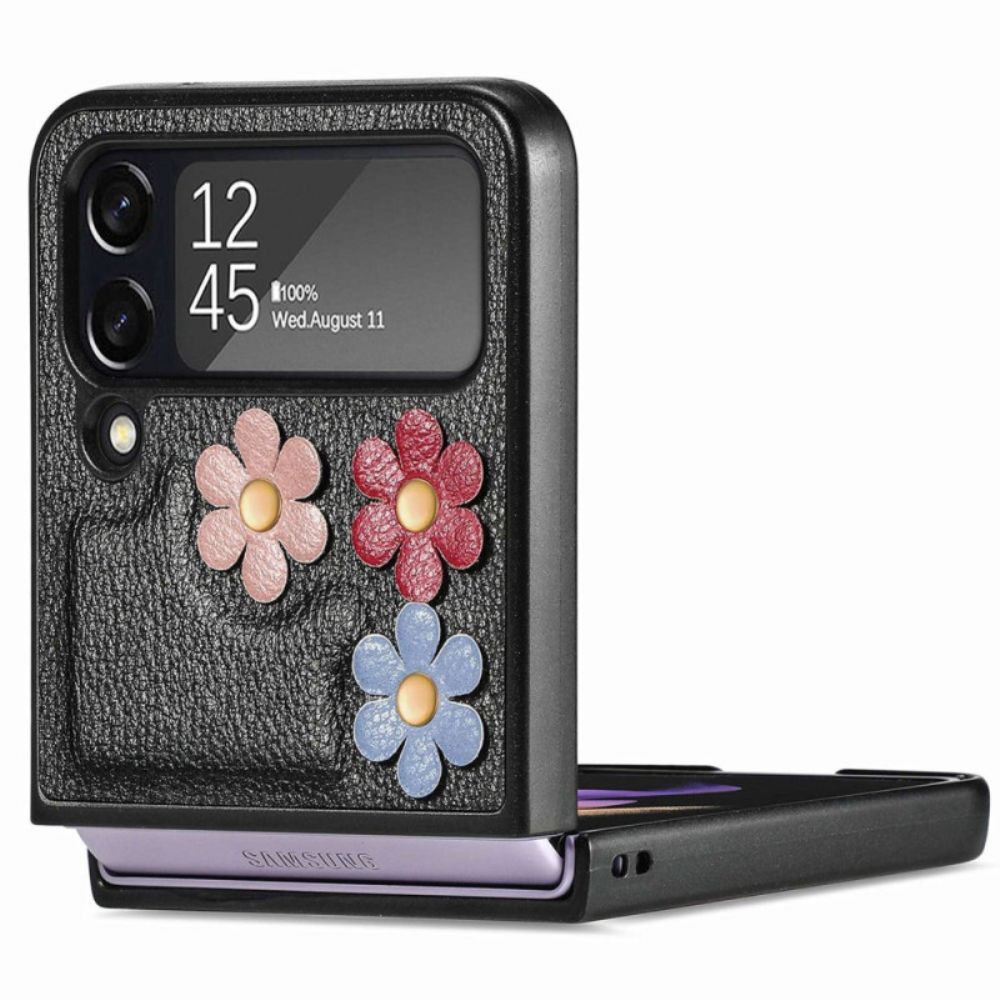 Hülle Für Samsung Galaxy Z Flip 4 Flip Case Kunstleder Blumen