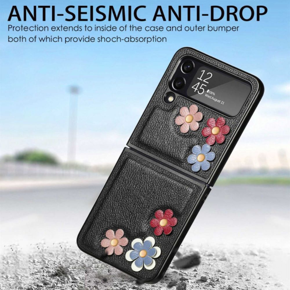 Hülle Für Samsung Galaxy Z Flip 4 Flip Case Kunstleder Blumen