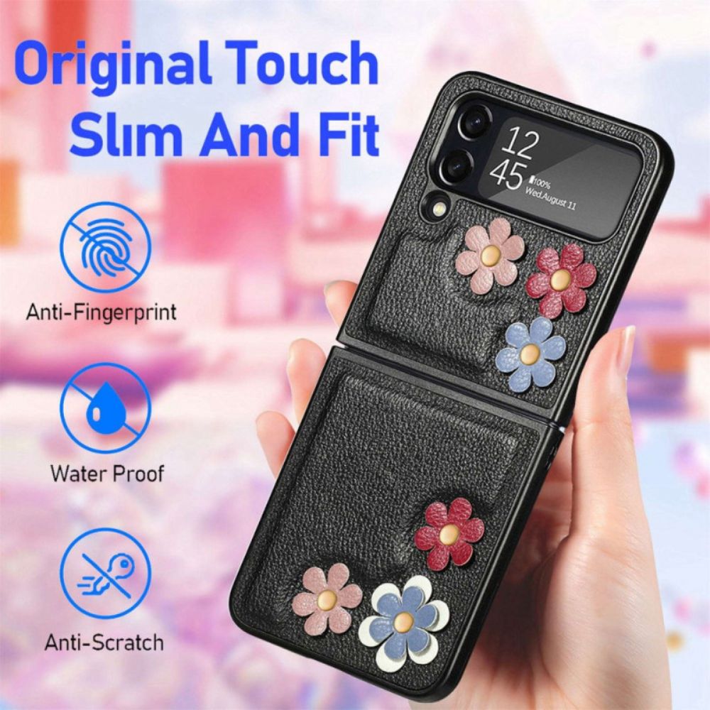 Hülle Für Samsung Galaxy Z Flip 4 Flip Case Kunstleder Blumen