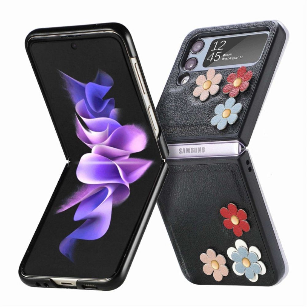 Hülle Für Samsung Galaxy Z Flip 4 Flip Case Kunstleder Blumen