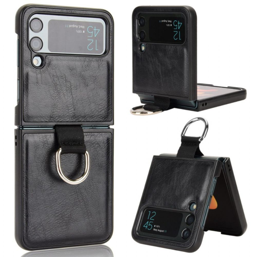 Hülle Für Samsung Galaxy Z Flip 4 Flip Case Leder Style Mit Ring