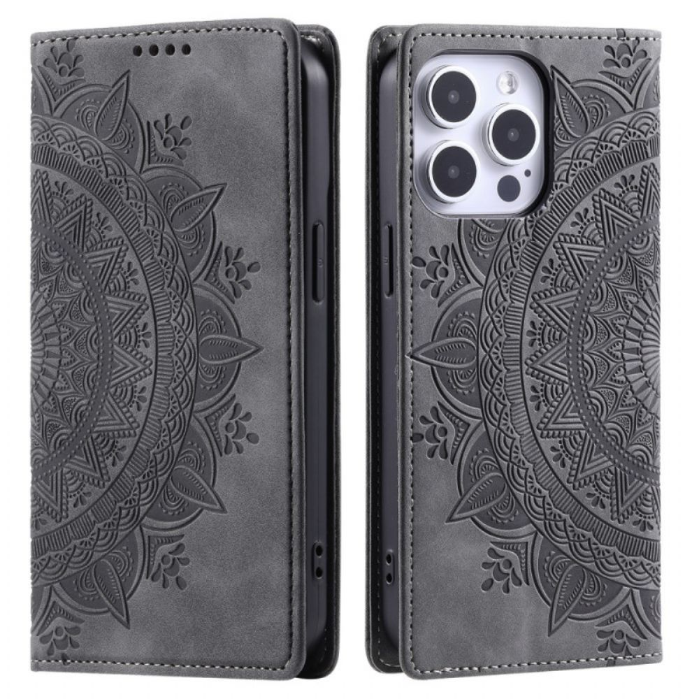 Flip Case iPhone 16 Pro Max Handyhülle Mandala-wildleder-effekt