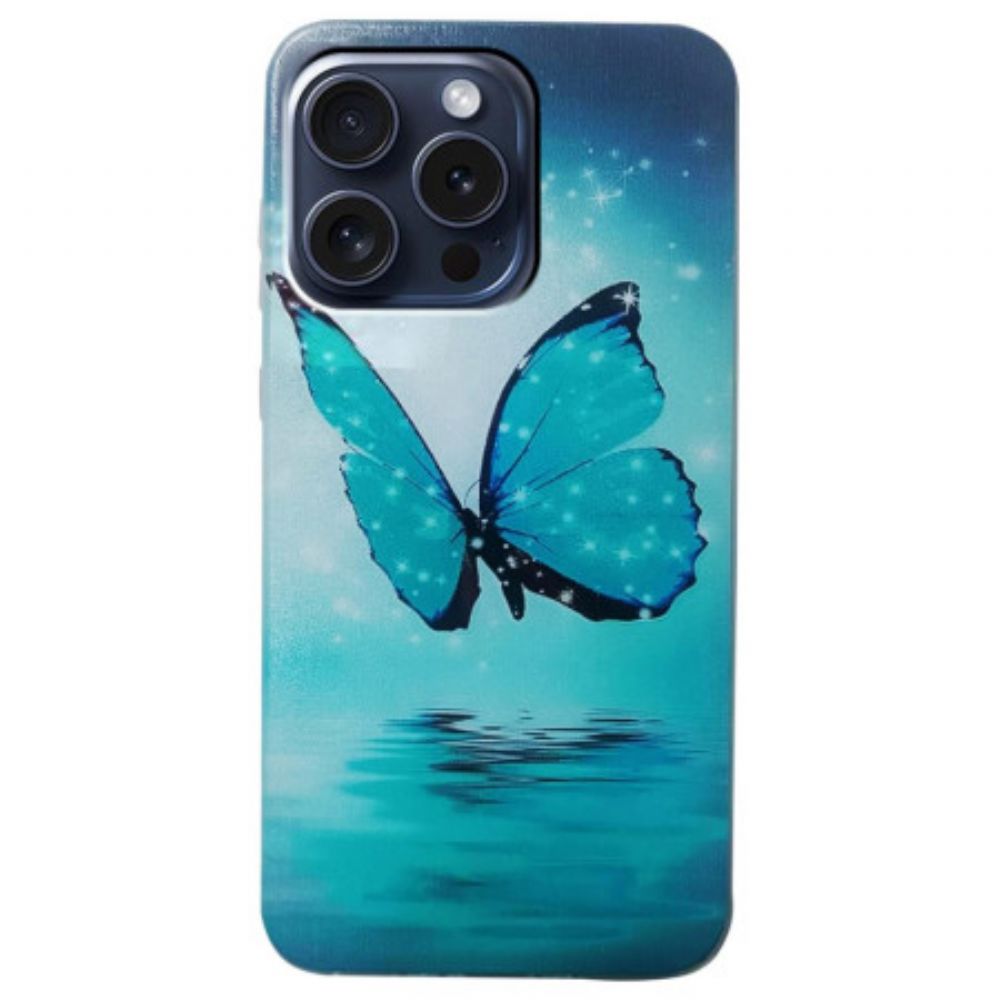 Hülle iPhone 16 Pro Max Blauer Schmetterling