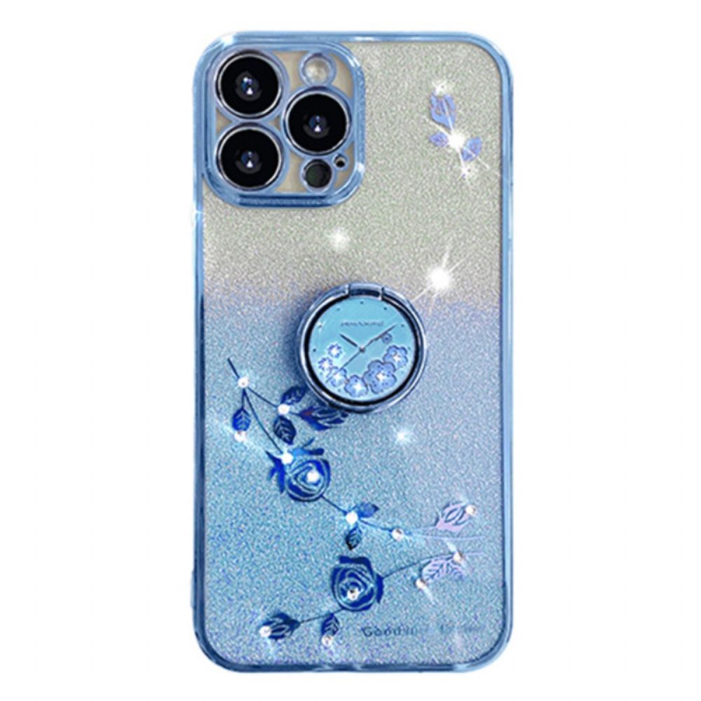 Hülle iPhone 16 Pro Max Handyhülle Blumen- Und Strass-stützring Kadem