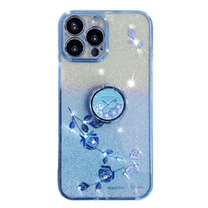 Hülle iPhone 16 Pro Max Handyhülle Blumen- Und Strass-stützring Kadem